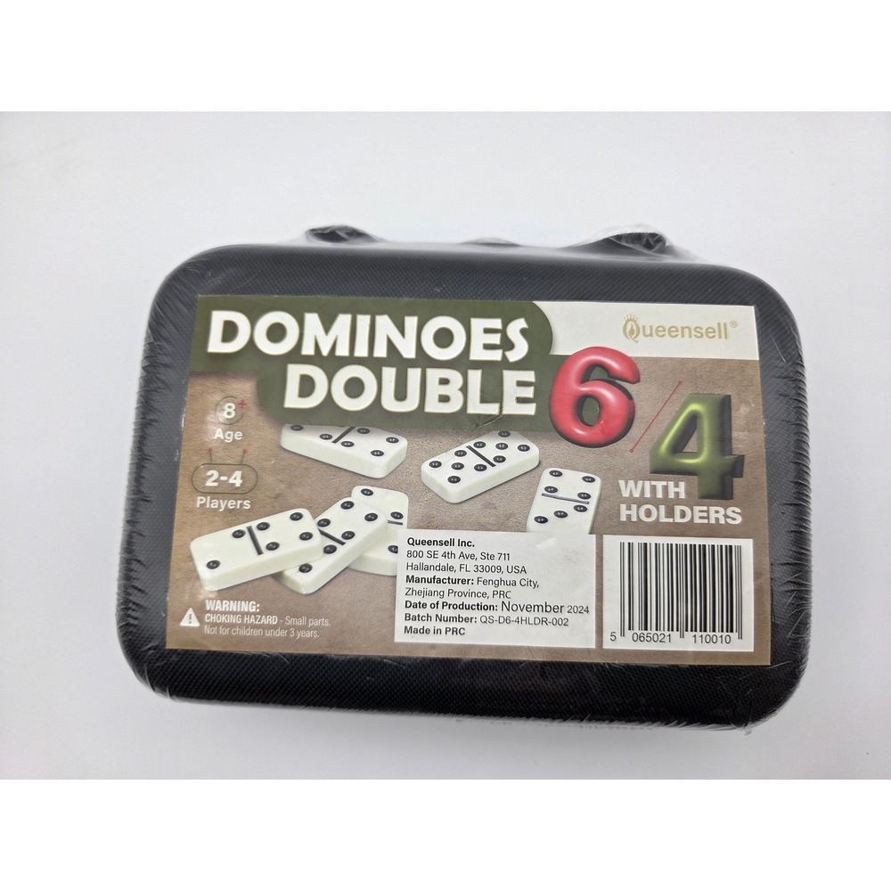 Queensell Dominos Set for Adults with 4 Domino Racks- Double 6. 28 Tiles